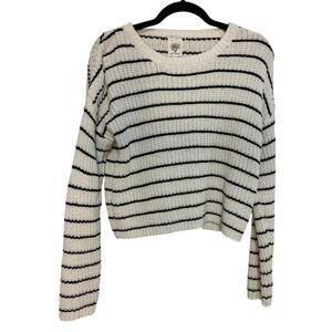 Self Esteem Juniors Net Knit Sweater – White & Black Stripes, Size M